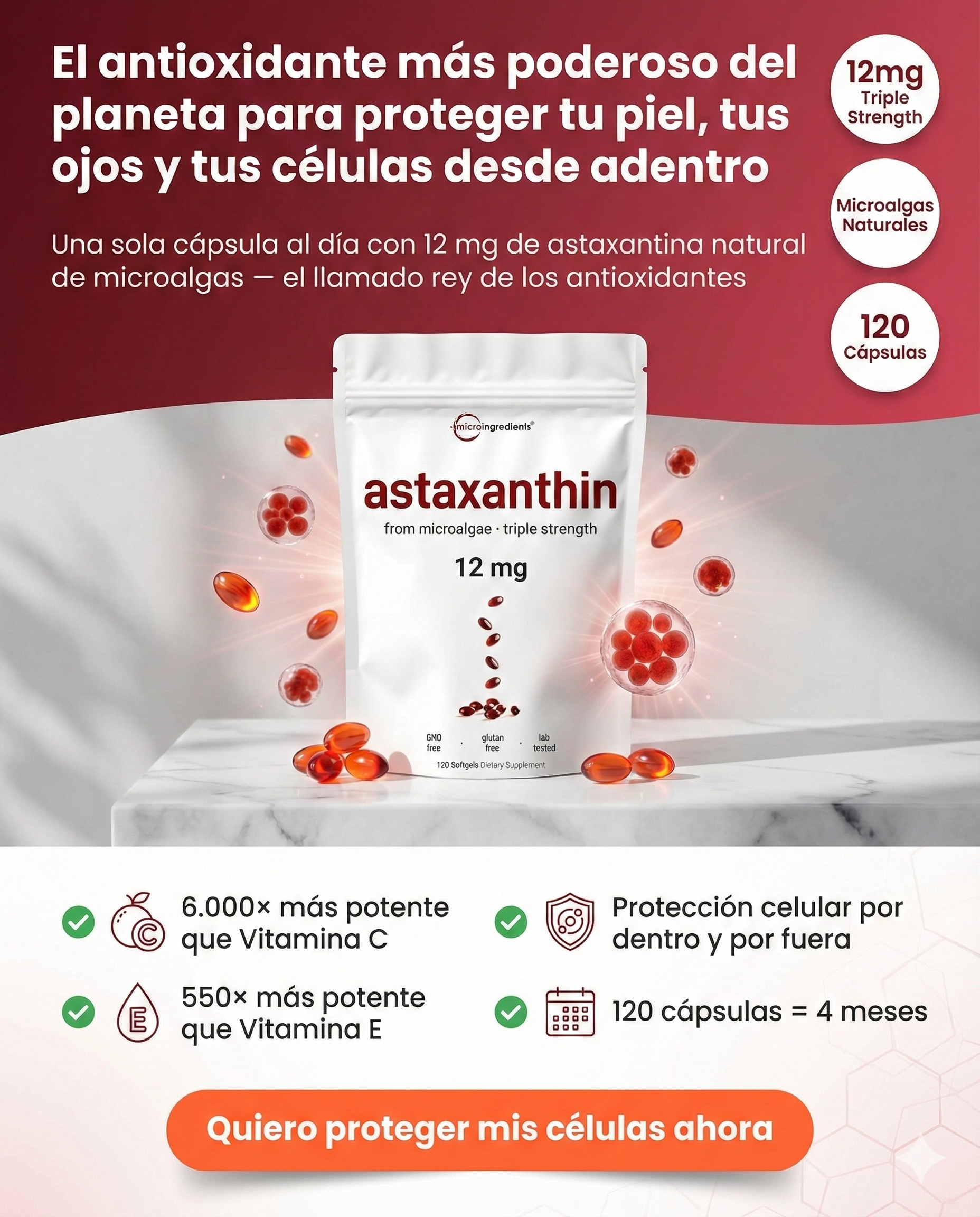 ASTAXANTHINA | ANTIOXIDANTE CELULAR
